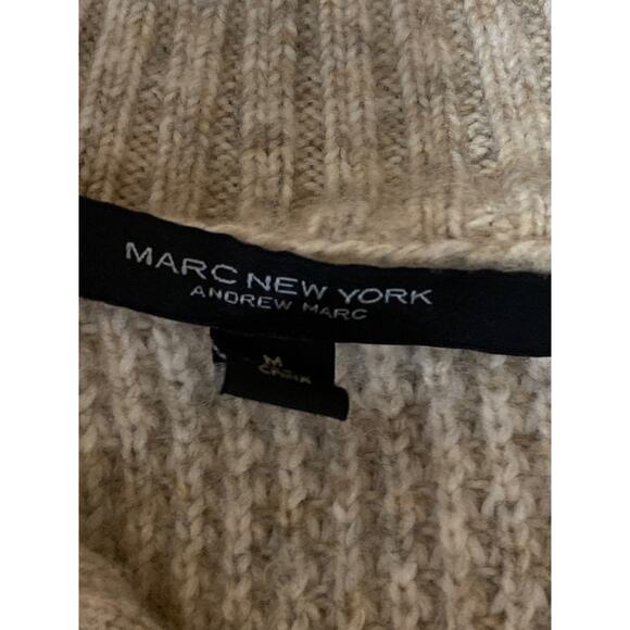 Andrew Marc NY Womens Beige Cable Waffle Knit Fleece Full Zip Sweater Top Size M - Picture 4 of 4